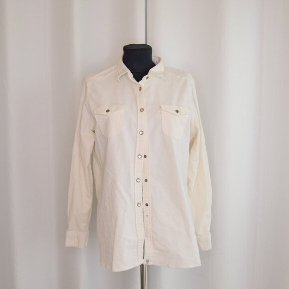 Woolrich Cream Coduroy Shacket Shirt Sz XL - Picture 2 of 7